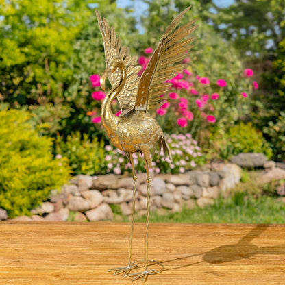 Set of 4 Assorted Metallic Gold Flamingo Garden Figurines - angle 5