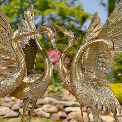Set of 4 Assorted Metallic Gold Heron Garden Figurines - angle 2