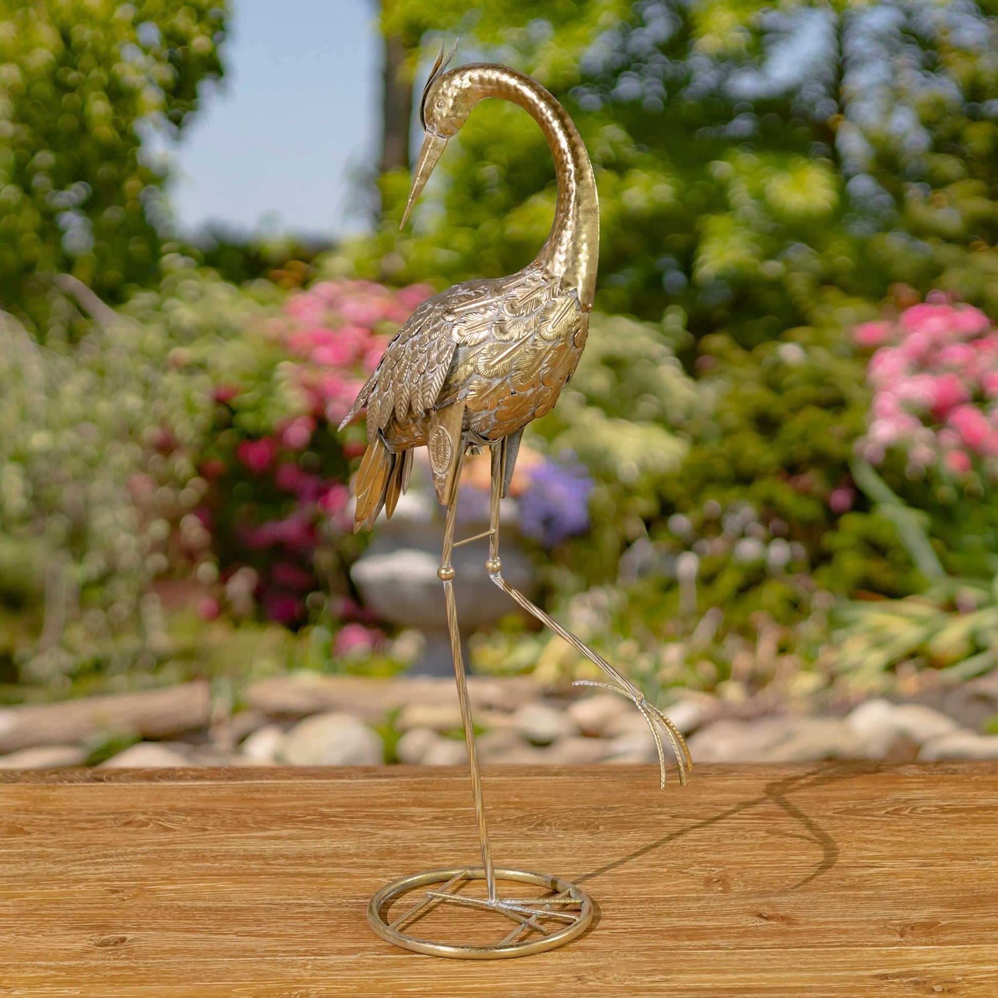 Set of 4 Assorted Metallic Gold Heron Garden Figurines - angle 5