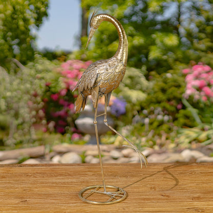 Set of 4 Assorted Metallic Gold Heron Garden Figurines - angle 5