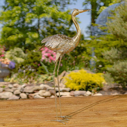 Set of 4 Assorted Metallic Gold Heron Garden Figurines - angle 6