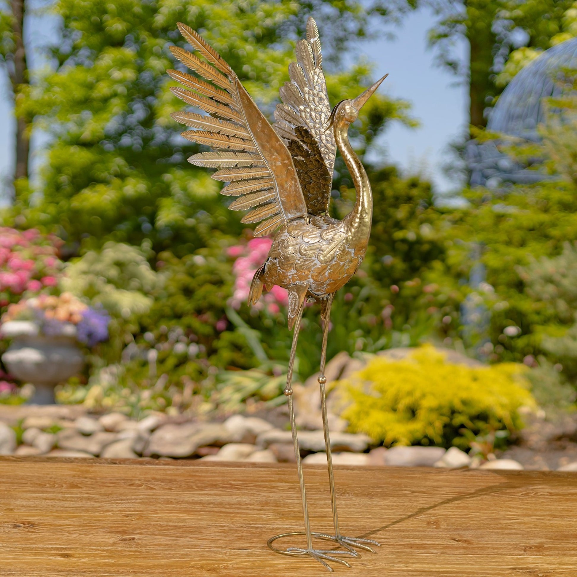 Set of 4 Assorted Metallic Gold Heron Garden Figurines - angle 7