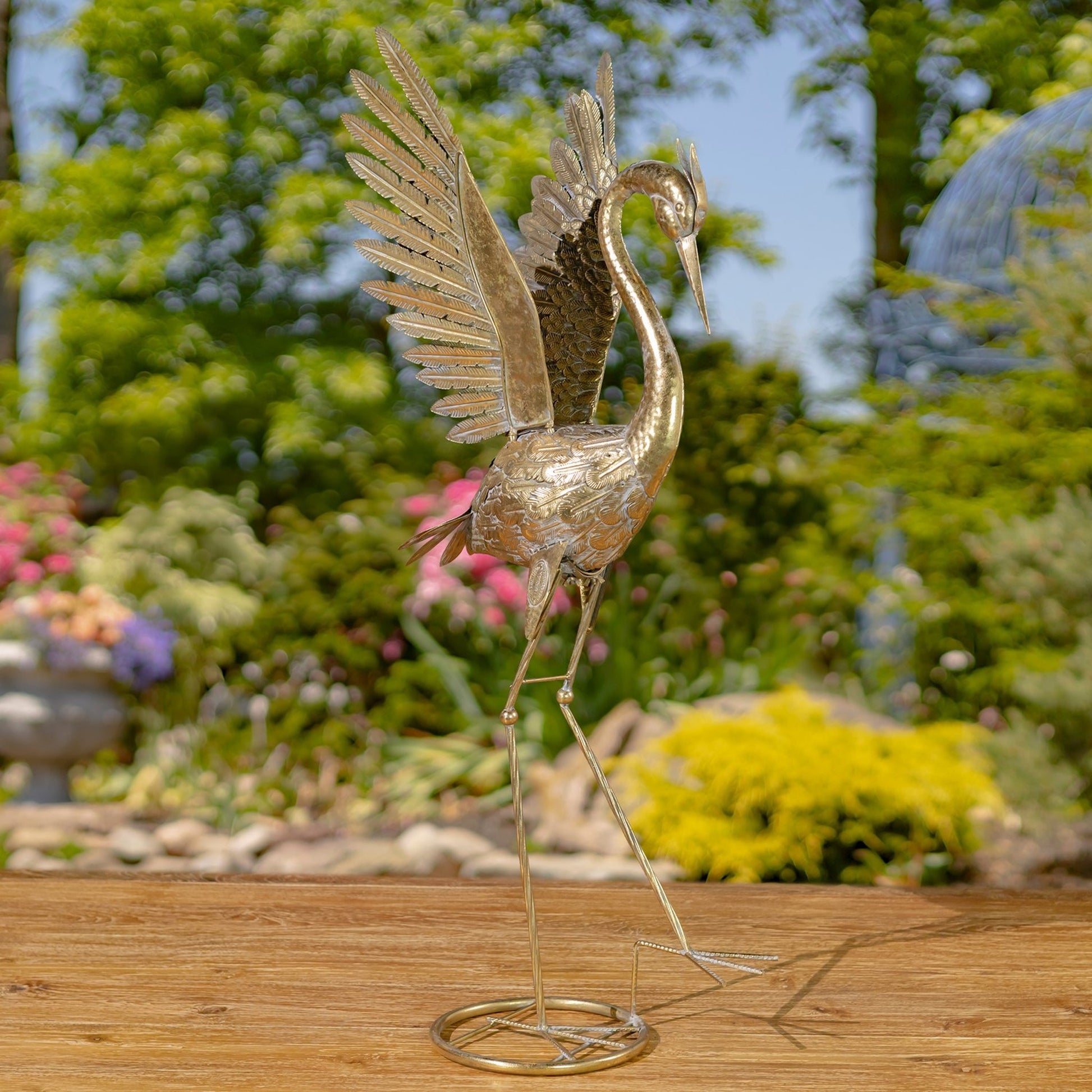 Set of 4 Assorted Metallic Gold Heron Garden Figurines - angle 8