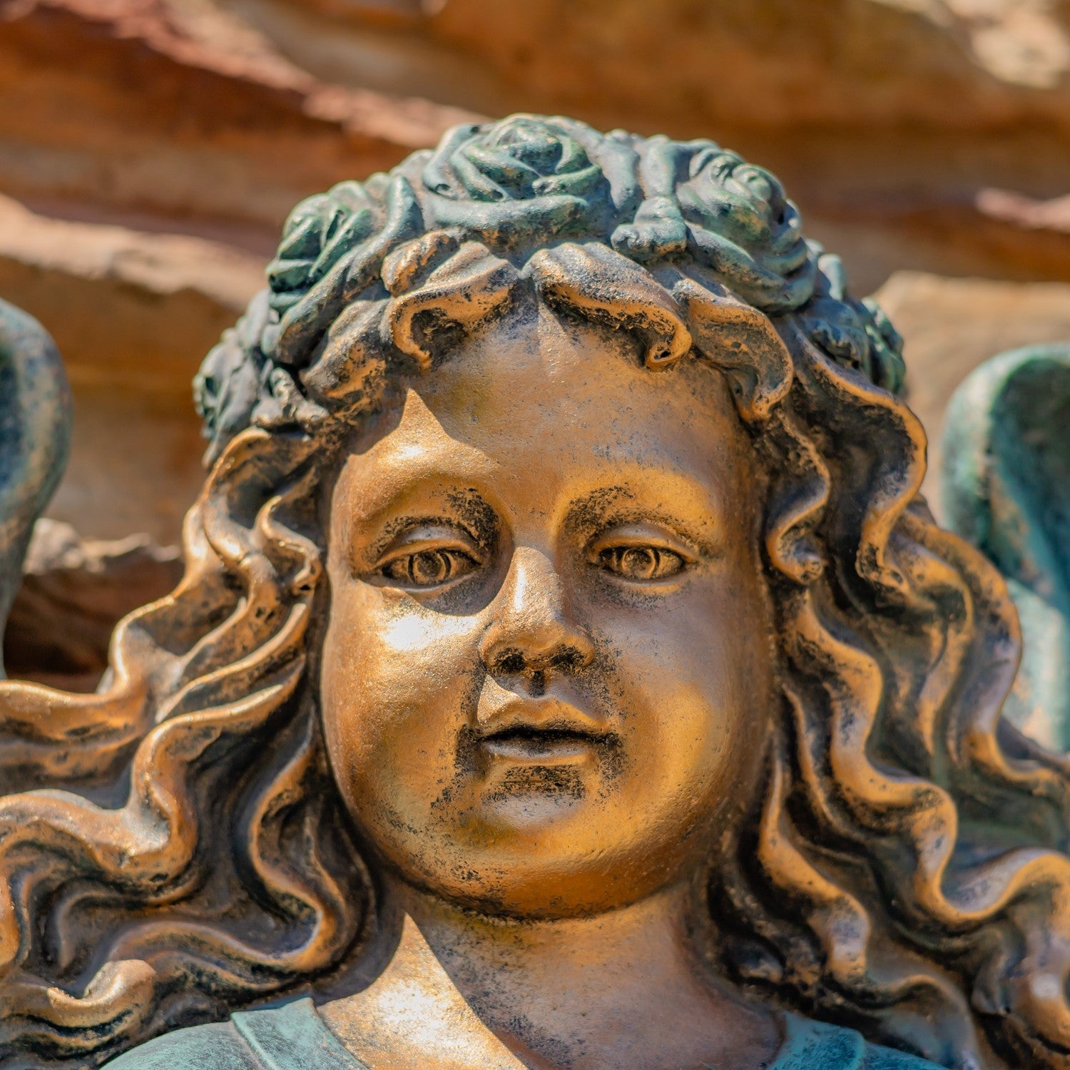 Shop the antique bronze cherub wall planter high-relief holy water font