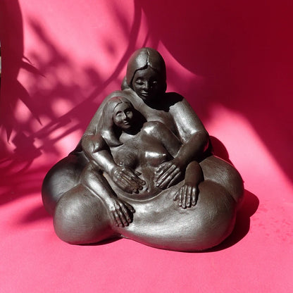 Sigrid Herr Two Women sculpture Mother and Daughter embracing