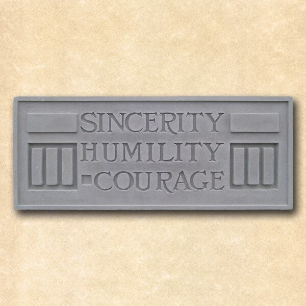 Stone Garden Plaque Sincerity Humility Courage Frank Lloyd Wright
