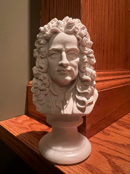 Sir Isaac Newton bust Physics Portrait of this famous mathematician sculpture laws of motion