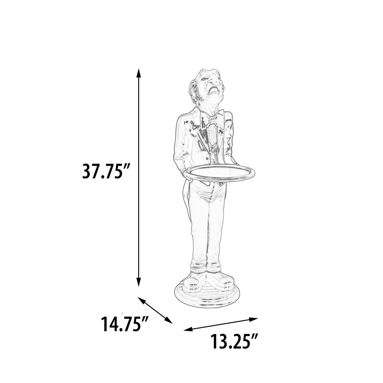 Size Drawing Uppity Connoisseur Butler with tray Sculpture size