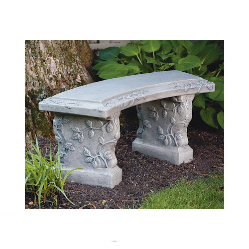 heavyweight small vine curved bench held two bases reminiscent park European estate