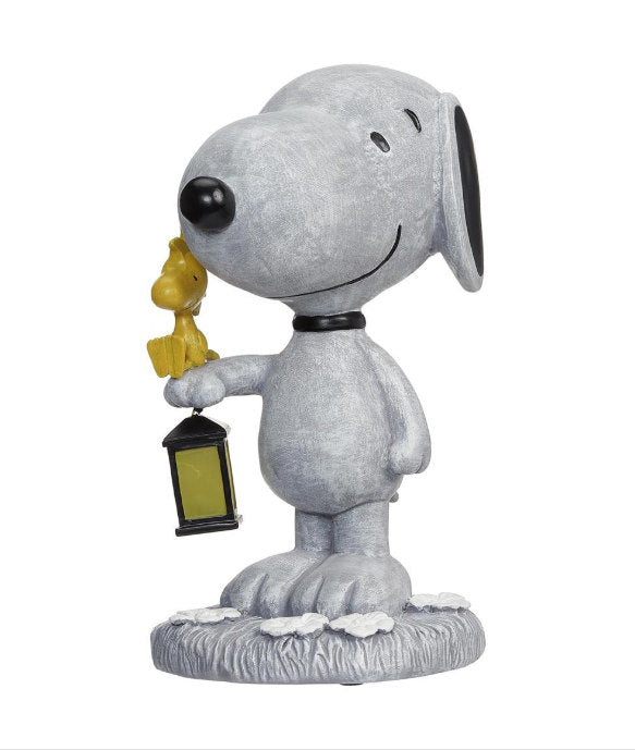 Side View Solar Snoopy & Woodstock Garden Statue