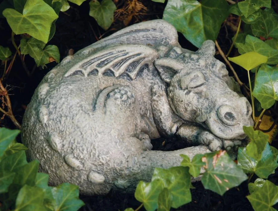 Massarelli sculpture Snooze Dragon Sleeping Statue Garden Cement Outdoor Statuary little 