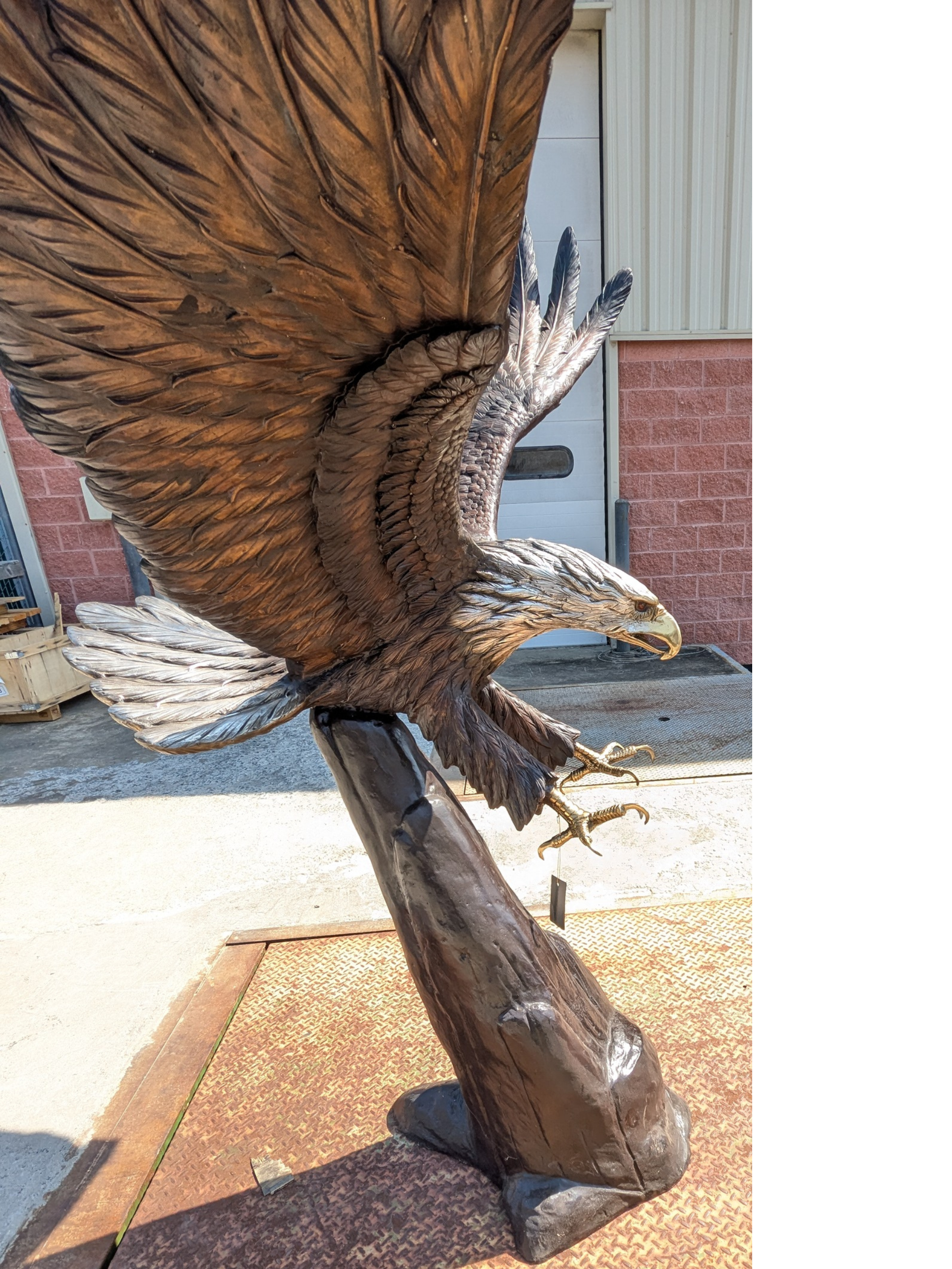 Soaring eagle bronze monument symbolizing freedom and strength