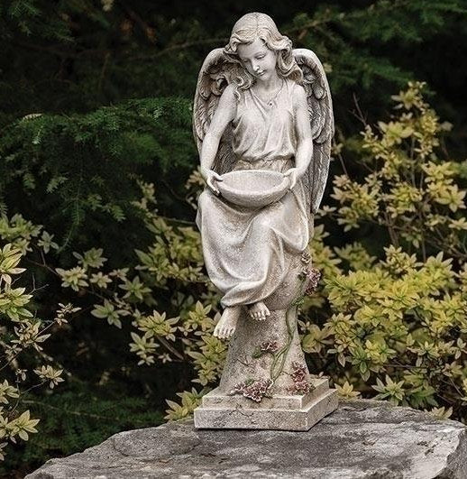 Solar Power Light Angel on Pedestal Sculpture 