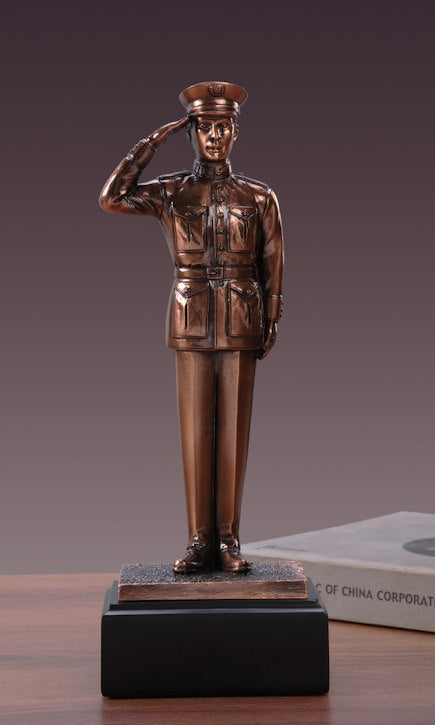 Bronze electroplated resin military soldier sculpture for awards trophies and gifts