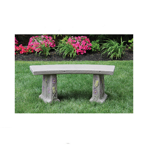 Songbirds Cement Garden Bench Seating Cement Flowers on Legs
Songbird Cement Garden Bench