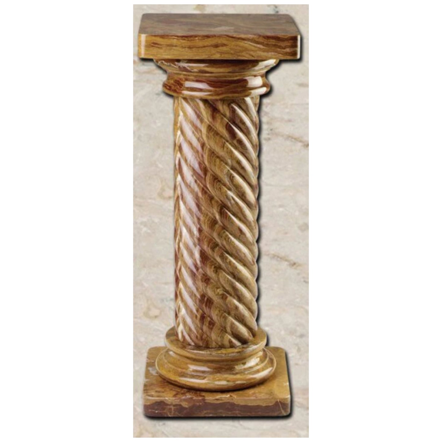 Hand Carved Marble Pedestal - 37 Inches Tall - Spiral Braid Design