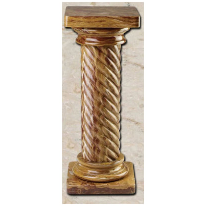 Hand Carved Marble Pedestal - 37 Inches Tall - Spiral Braid Design
