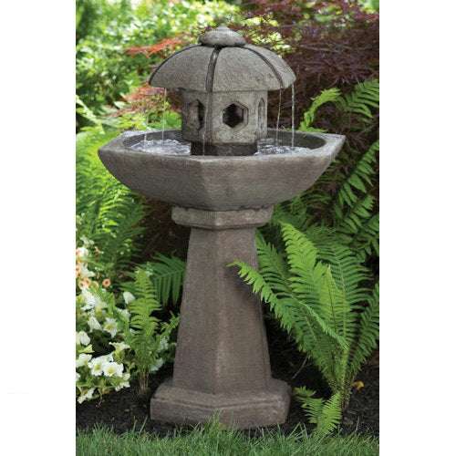 Spring Rain Pagoda Water Fountain Asian Cement Statuary Outdoor 