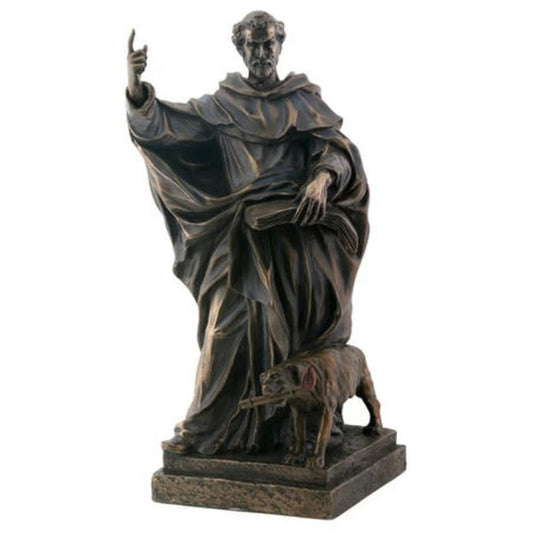 Saint Dominic Sculpture with Dog of the Lord Religious Figurine