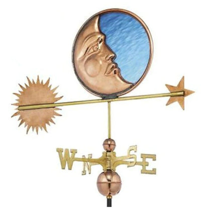 Stained Glass Moon Weathervane Star Unique Sculptural Artwork