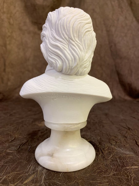 Statue Albert Einstein Bust Sculpture Head view gift physicist portrait Signed A. Giannelli Portrait Bust back view