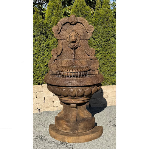 Large Europa Murabella Lion Wall Fountain with Regal Lion Head Spout