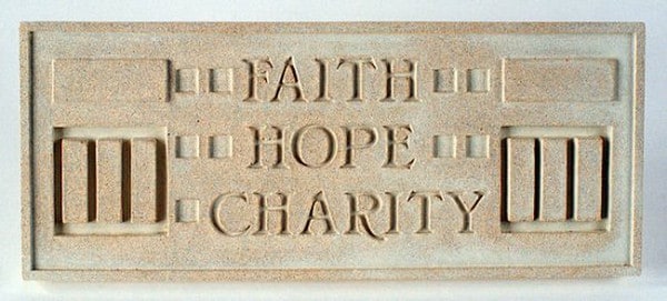 Stone Garden Plaque - Faith Hope Charity by Frank Lloyd Wright