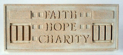 Stone Garden Plaque - Faith Hope Charity by Frank Lloyd Wright