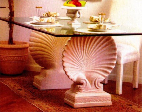 Scalloped Shell Dining Table Base Set | Statue.com