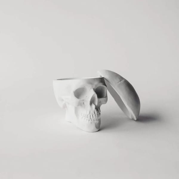 Human Skull Replica Sculptural Box Statue