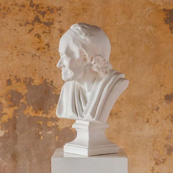 Philosopher Bust is a replica of Voltaire as sculpted by Jean-Antoine Houdon
