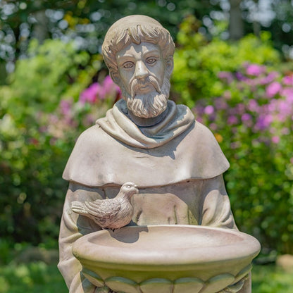 Saint Francis of Assisi Garden Sculpture – Weather-Resistant Antique Grey Garden Statue