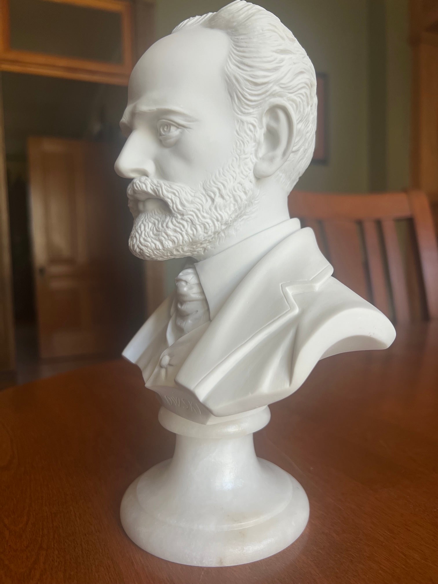 Tchaikovsky composer bust statue on alabaster base European reproduction