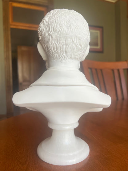 Tchaikovsky head sculpture marble finish Italian style composer bust back view