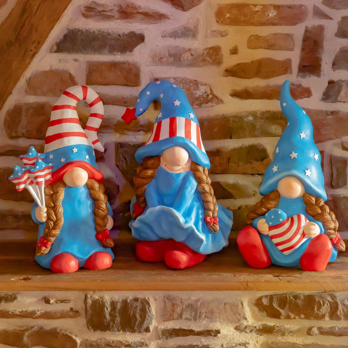 "The Americanas" Set of 3 Assorted Lady Patriot Garden Gnomes - angle 7