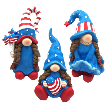 "The Americanas" Set of 3 Assorted Lady Patriot Garden Gnomes - angle 8