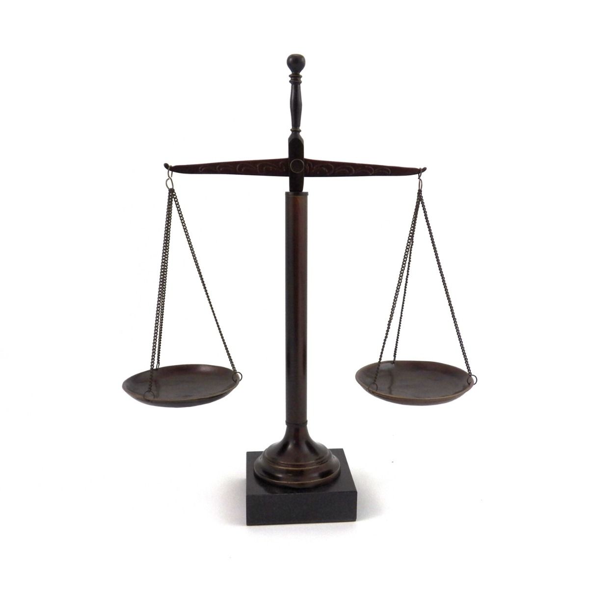 Scales of Justice bronze sculpture on marble base symbolizes fairness and balance for law offices