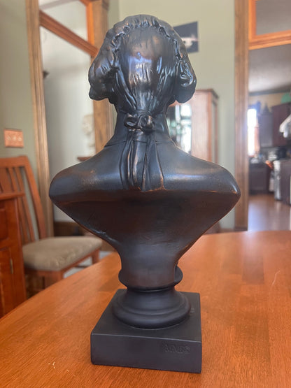 Thomas Jefferson desk bust statue with square base back view