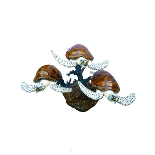 triple sea turtle garden fountain colorful finish spouts water