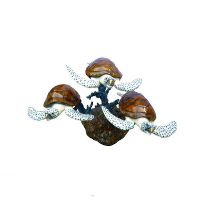 triple sea turtle garden fountain colorful finish spouts water