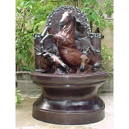 Three Horse Bronze Wall Fountain Small
