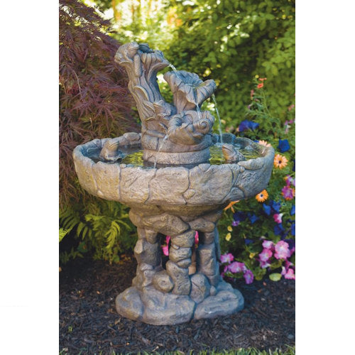 Three Tier Frog Stone Fountain