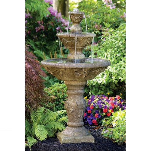 Harvest Garden Fountain Three Tiers Cement Statuary Made  in America