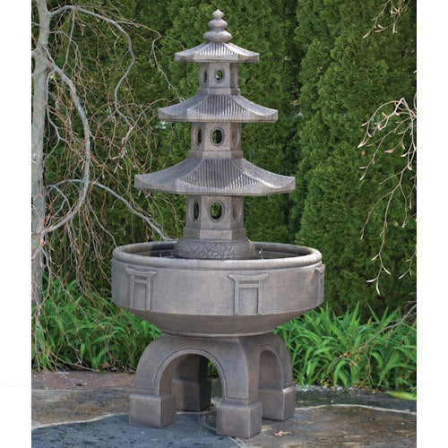Asian Three Tier Pagoda Fountain 79" High