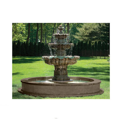 Three Tier Scallop Fountain On 8 foot Modular Pool Park City Gigantic Statuary