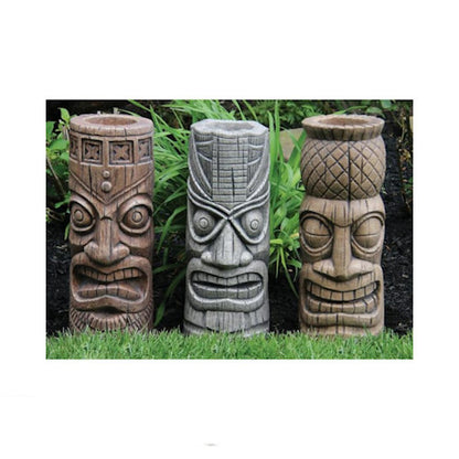 Tiki Island Bust Sculpture Set of Three Statues Garden Cement