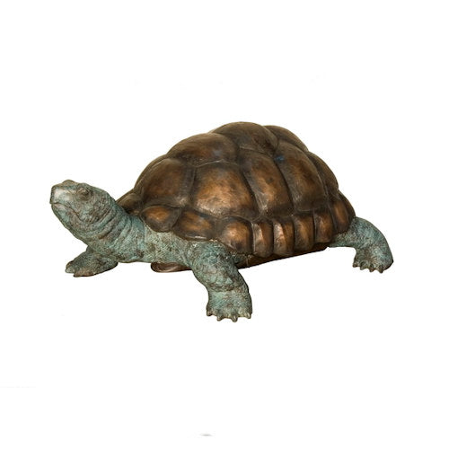 Estate Bronze Turtle Water Feature spouts water from mouth sculpture garden accent