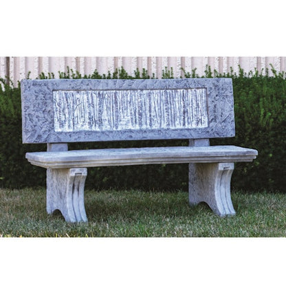 Tree line birch tree garden bench back rest cement outdoor seating art