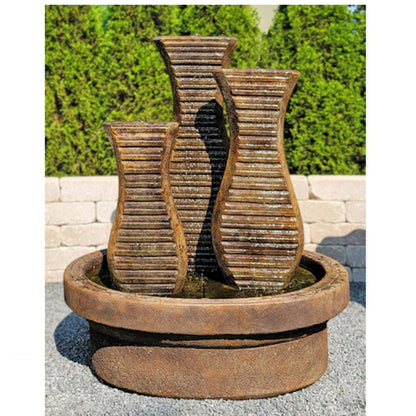 Triple Clef Fountain Garden Sculpture