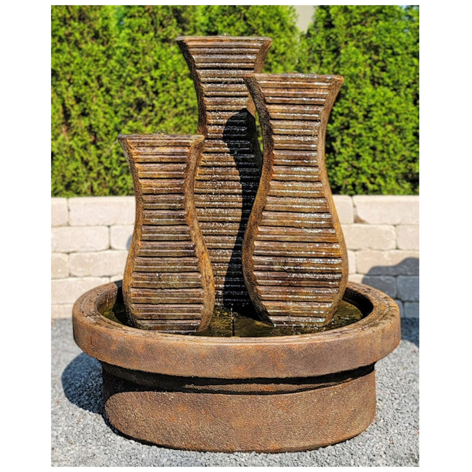 Triple Clef Fountain Garden Sculpture